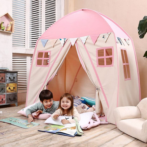 Pink Indoor Outdoor Cotton Kids Tent Play Tent Children Fort Canvas Canopy Portable Playhouse for Girl