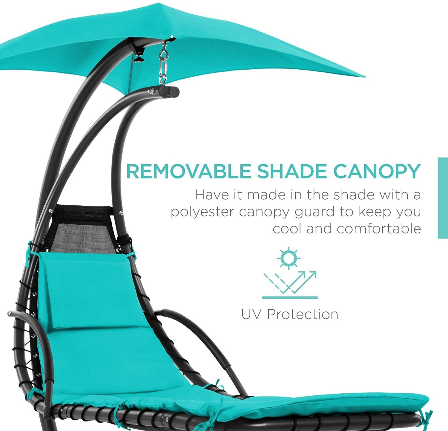 Outdoor Hanging Chaise Lounge Chair Swing with Canopy