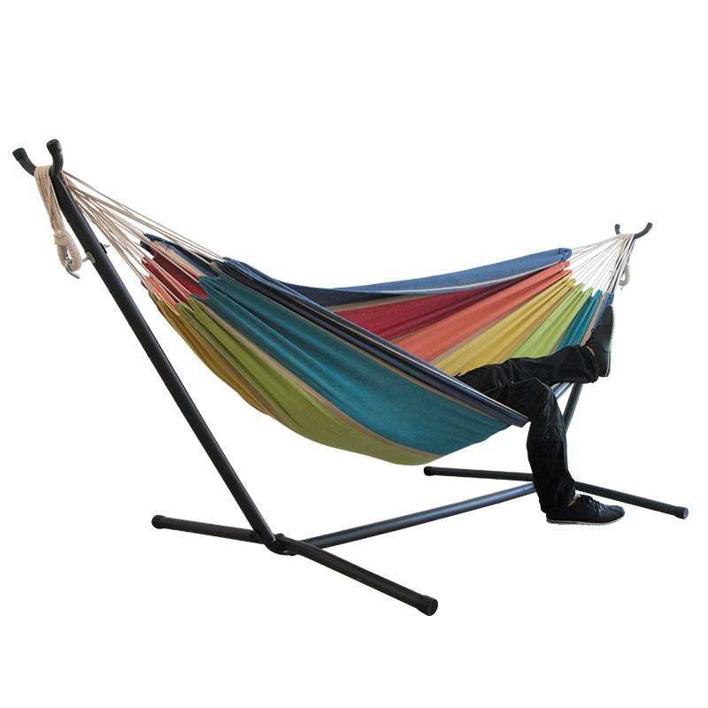 Canvas Hammock Chair Double Patio Adult Hammock with Stand for Park Garden Balcony