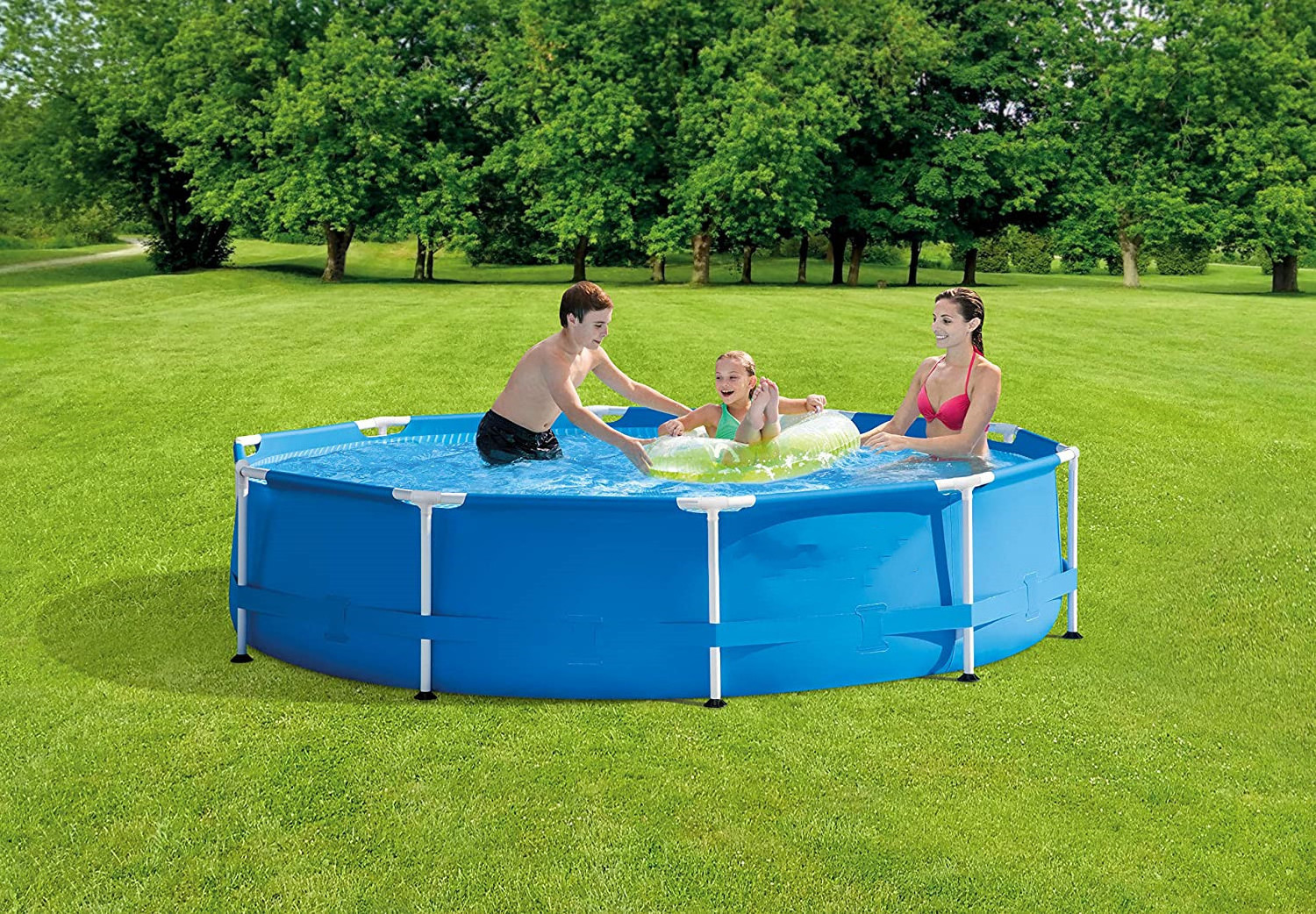 Large Round 10ft x 30in Metal Steel Frame Swing Pool with Cartridge Filter Pump