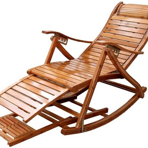 Folding Bamboo Lounge Lunch Break Chair Lazy Balcony Adult Napping Easy Rocking Chair