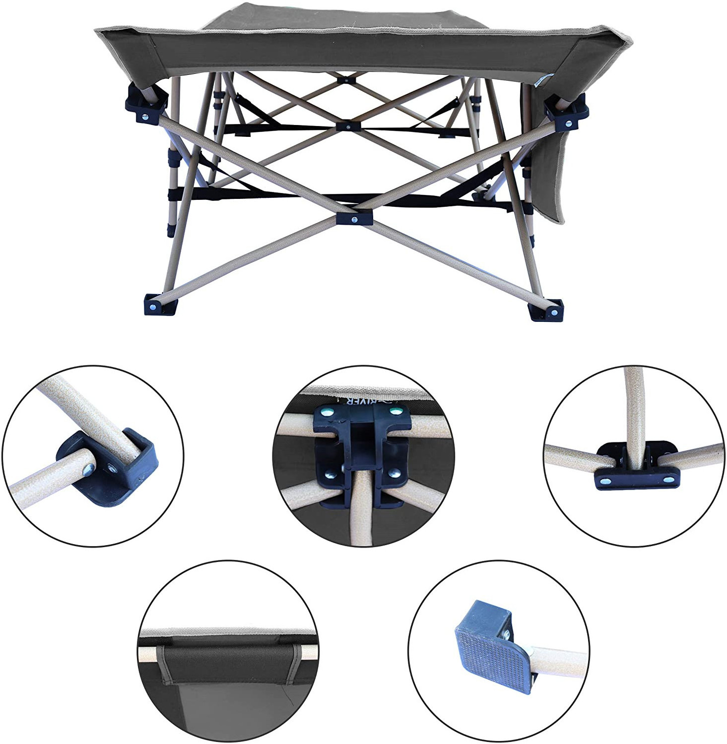 Outdoor Folding Camping Cot with Side Pocket