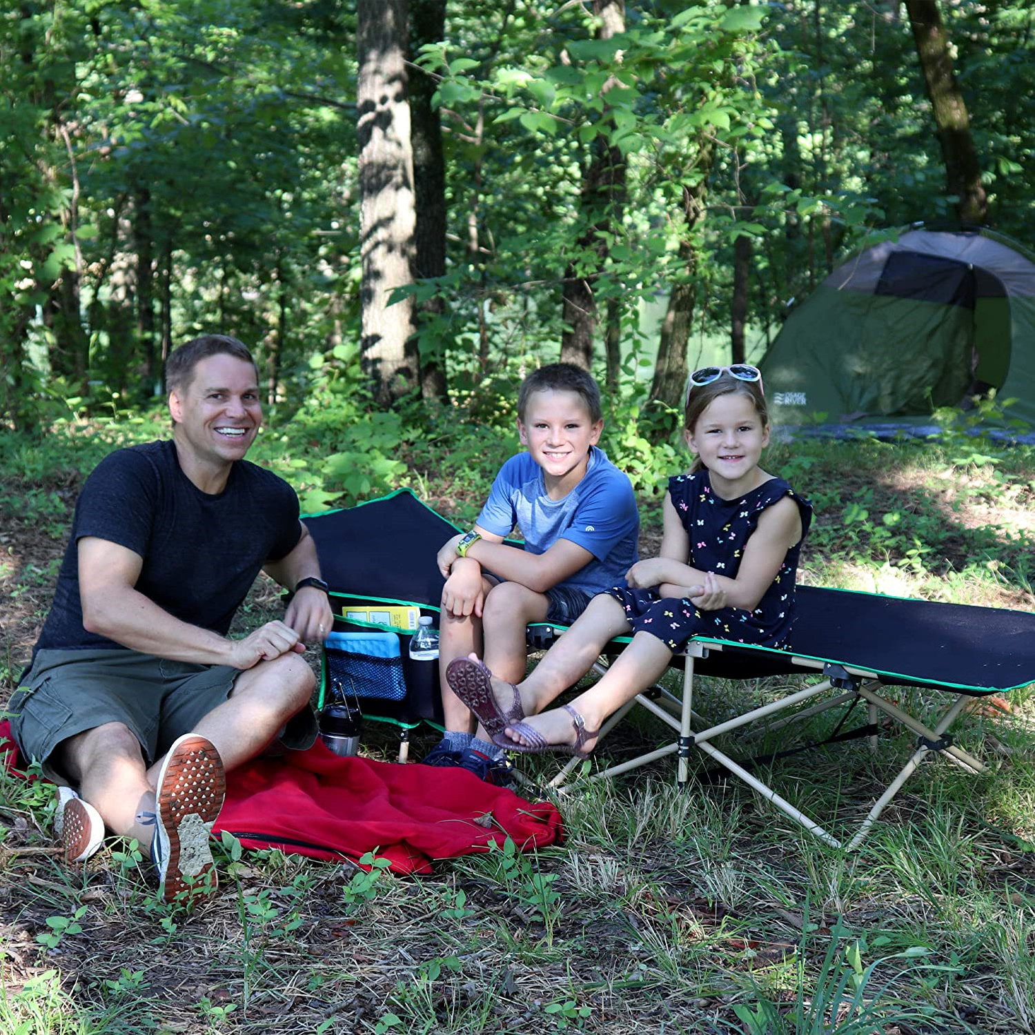 Outdoor Folding Camping Cot with Side Pocket