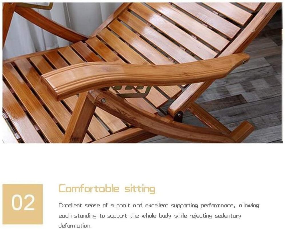 Folding Bamboo Lounge Lunch Break Chair Lazy Balcony Adult Napping Easy Rocking Chair