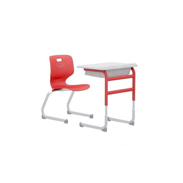 Classroom Furniture Single Metal Plastic Adjustable Height Student Desk And Chair For School Study Table With Chairs