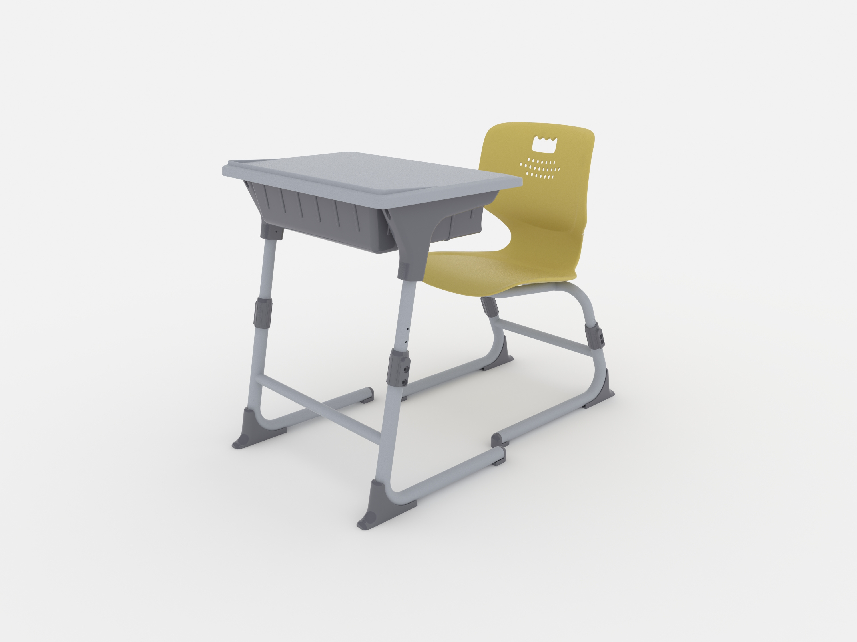 Adjustable Height School Desk And Chair Single School Library Student Study Desk And Chair