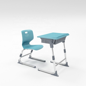 Adjustable Height School Desk And Chair Single School Library Student Study Desk And Chair