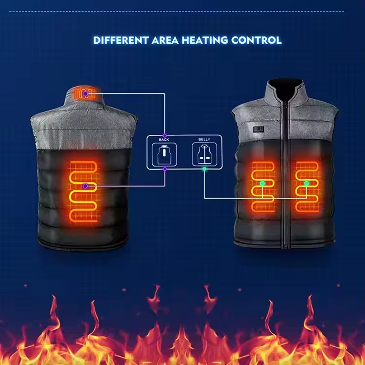 vest men winter whole body heating intelligent temperature control large size down undershirt graphene usb charging