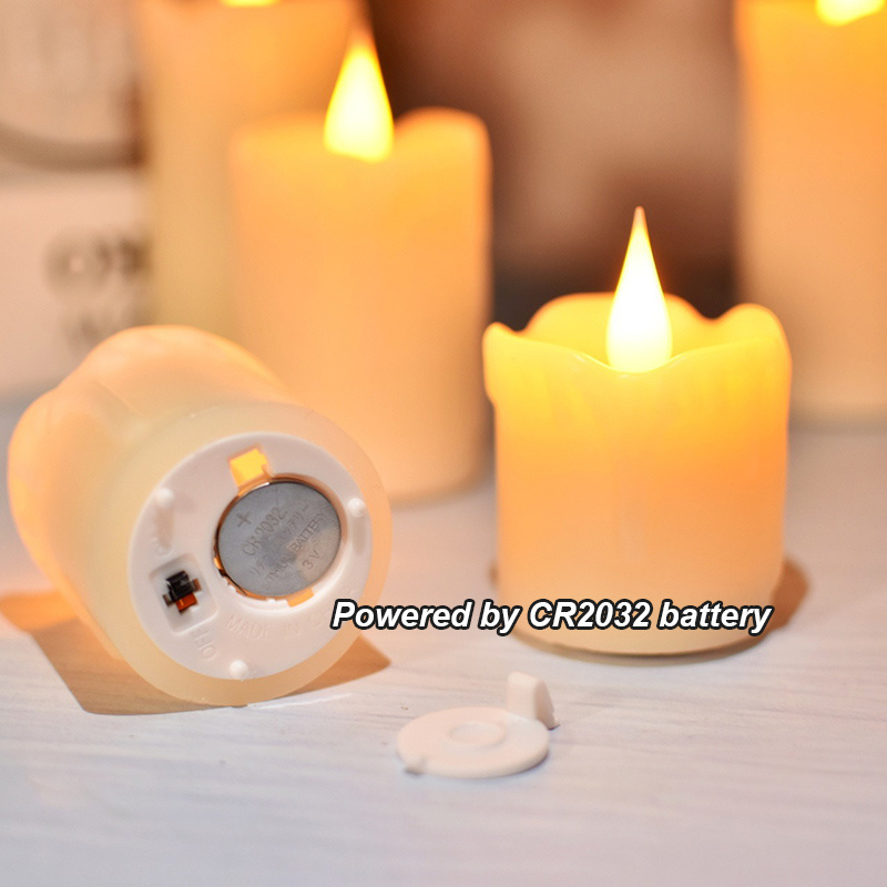 Flameless Flickering Water Drop Candle Real Wax 5cm Dia CR2032 Batteries Powered LED Candle Light For Wedding Birthday Party