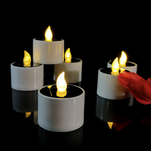 Outdoor Decor Led Tea Light Solar Powered Yellow&White Flickering Candle Tea Lights Led Candles