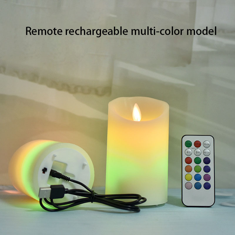 Color Changing Tea Light Rechargeable Led Flameless Flickering Flame Wax Artificial Smokeless Candles With Remote Control