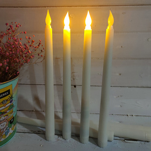 Electronic Battery Powered Flameless Ivory LED Faux Tapered Candles Plastic Long White Taper Candles Sticks With Led Flickering