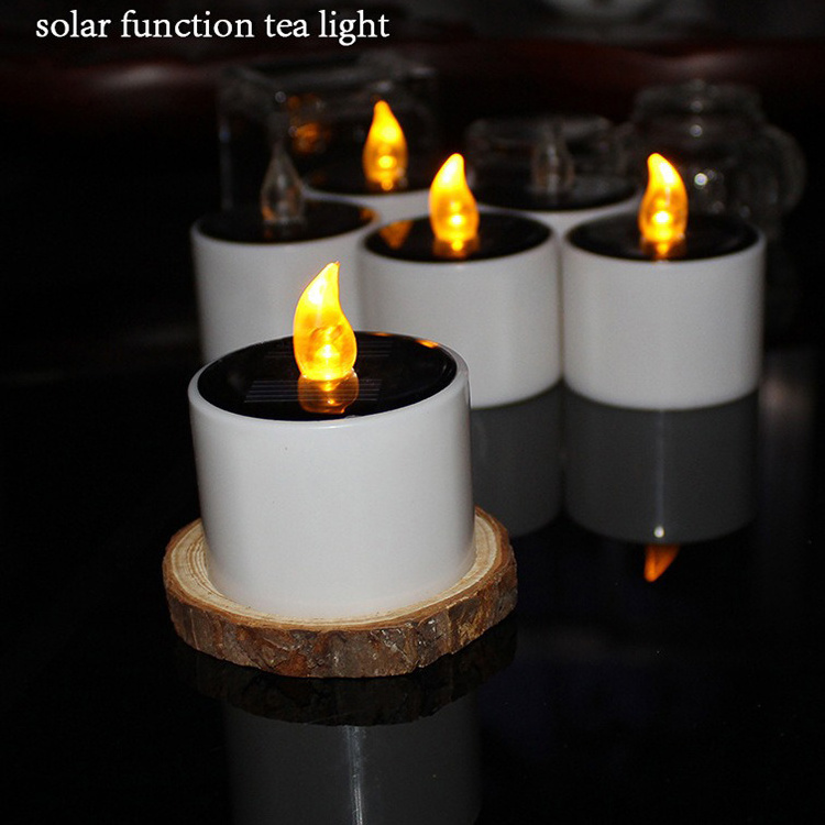 Outdoor Decor Led Tea Light Solar Powered Yellow&White Flickering Candle Tea Lights Led Candles