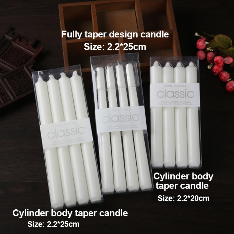 Bulk White& Ivory Drippless 20Cm&25Cm Tall Taper Dinner Candles Flameless Taper Candles For Wedding