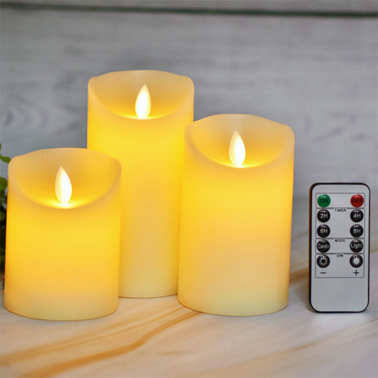 Wholesale Rechargeable Or Battery Model Party Flameless Candles Led Light Wax Candles With Remote Moving Flame