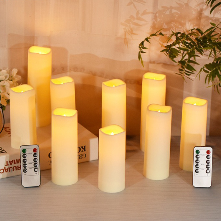 Moving Flame Outdoor Wedding Battery Operated Flickering Pillar Candles Led Flameless Waterproof Led Outdoor Candles Light