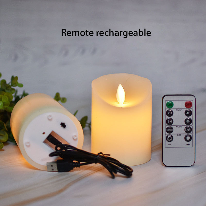 Faux Non Flammable Candle Moving Remote Flickering Flameless Led Light Artificial Fireplace Candles Rechargeable Electric Candle