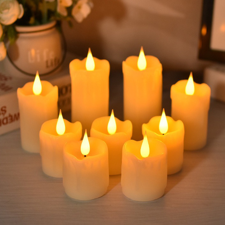 Flameless Flickering Water Drop Candle Real Wax 5cm Dia CR2032 Batteries Powered LED Candle Light For Wedding Birthday Party