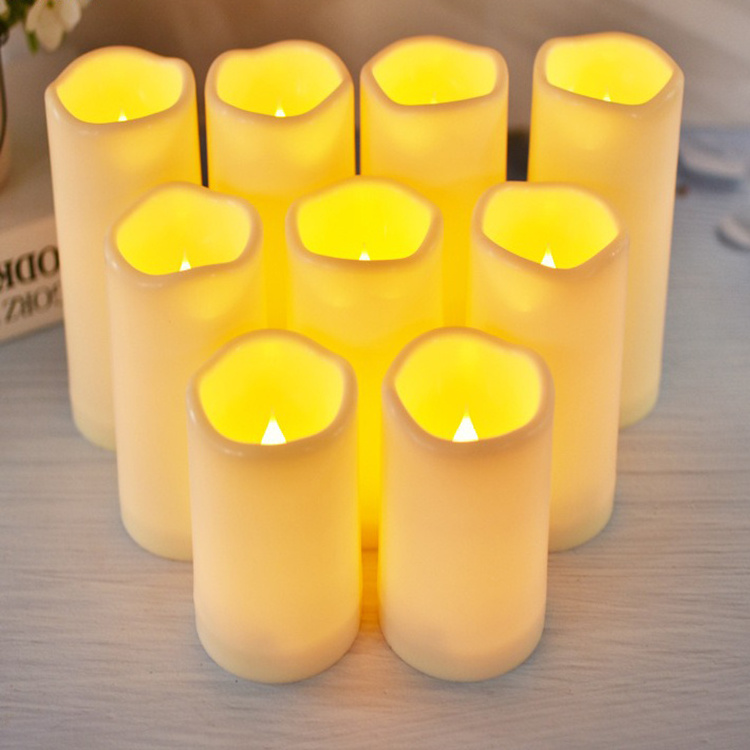 Moving Flame Outdoor Wedding Battery Operated Flickering Pillar Candles Led Flameless Waterproof Led Outdoor Candles Light