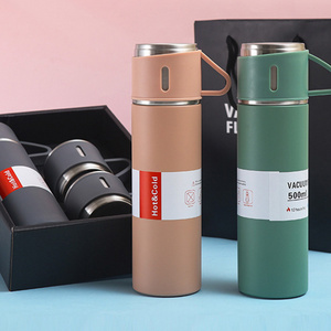 Thermo Double Wall 500ML Bottle Vacuum Flask Business Gift Set 304 Stainless Steel Cup Vacuum Insulated Flask For Business Gifts