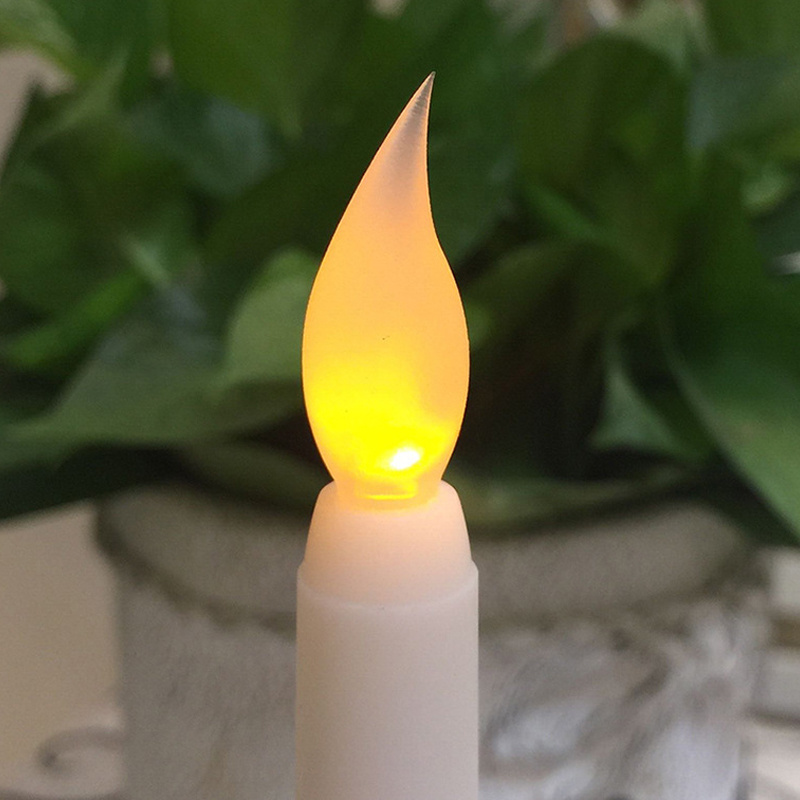 Electronic Battery Powered Flameless Ivory LED Faux Tapered Candles Plastic Long White Taper Candles Sticks With Led Flickering