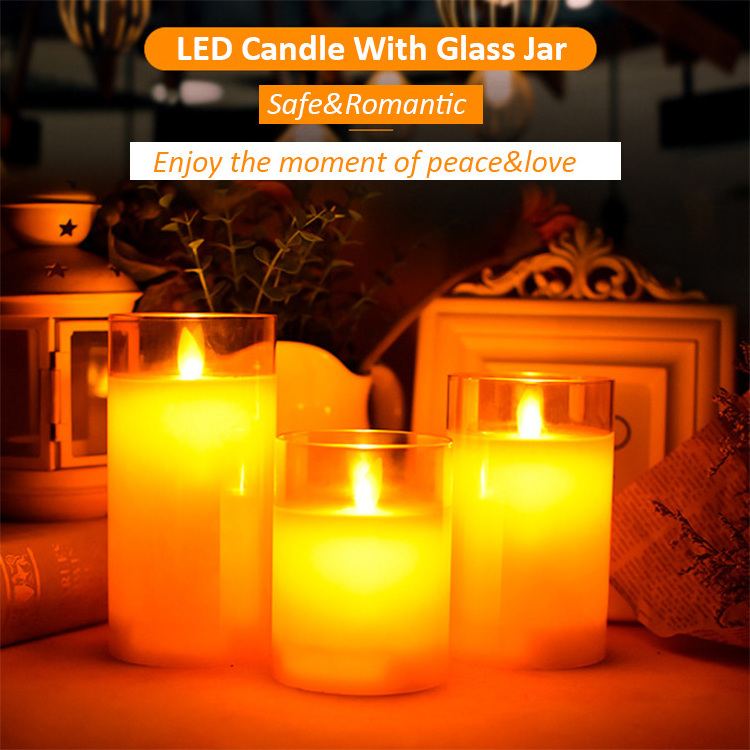 Battery Led Flameless Candles Lights Lamp Or Rechargeable Black Led Candle In Glass With Fickering Moving Flame