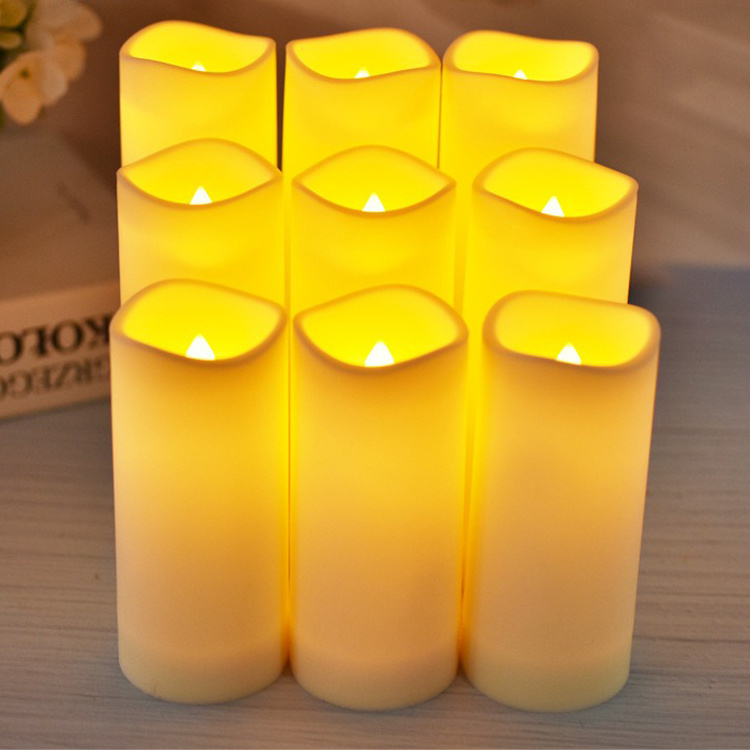 Moving Flame Outdoor Wedding Battery Operated Flickering Pillar Candles Led Flameless Waterproof Led Outdoor Candles Light