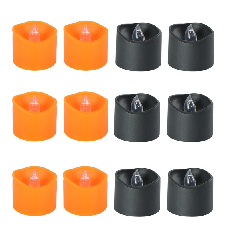 Plastic Bulk Warm Flickering Tea Light Decorative Orange Candle Small Artificial Candles For Wedding Stage Decoration