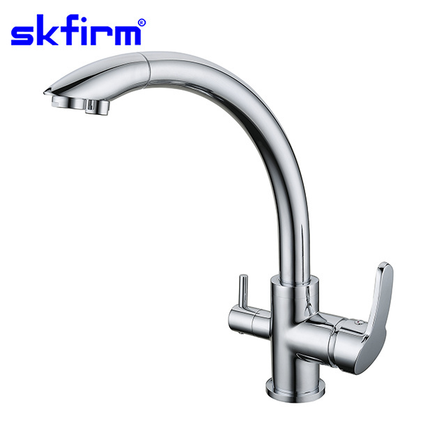 Hot Sale Deck Mounted Hot and Cold Mixer Tap Brushed Gold Kitchen Faucet