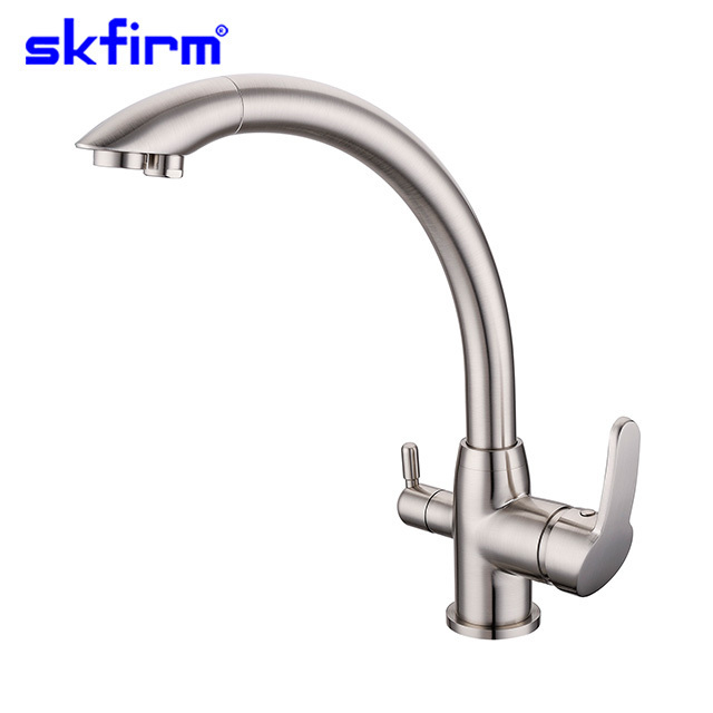 Hot Sale Deck Mounted Hot and Cold Mixer Tap Brushed Gold Kitchen Faucet