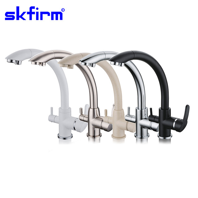 Hot Sale Deck Mounted Hot and Cold Mixer Tap Brushed Gold Kitchen Faucet