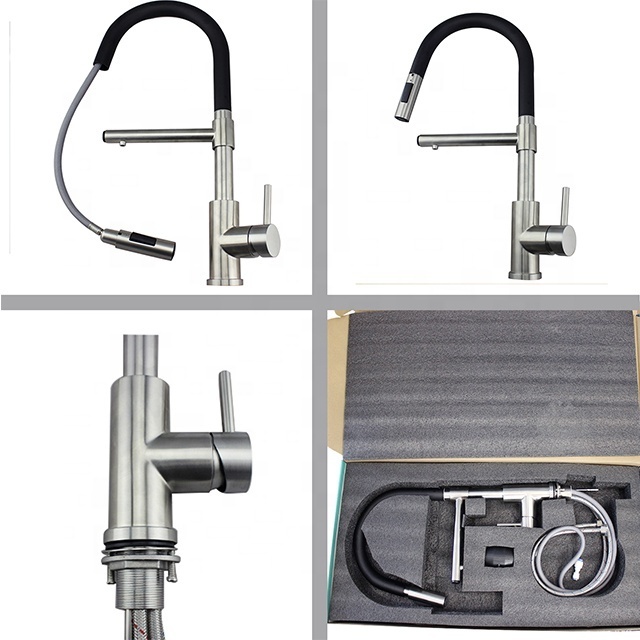 Single Handle Sink Mixer Tap SUS304 Pull Out Kitchen Faucet Brushed Kitchen Faucet Pull Down Water Tap