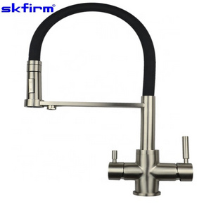 Kitchen Faucets with Pull Down Sprayer 4 Way Faucets Pure Hot and Cold Water Dual Handle Four Way Tap