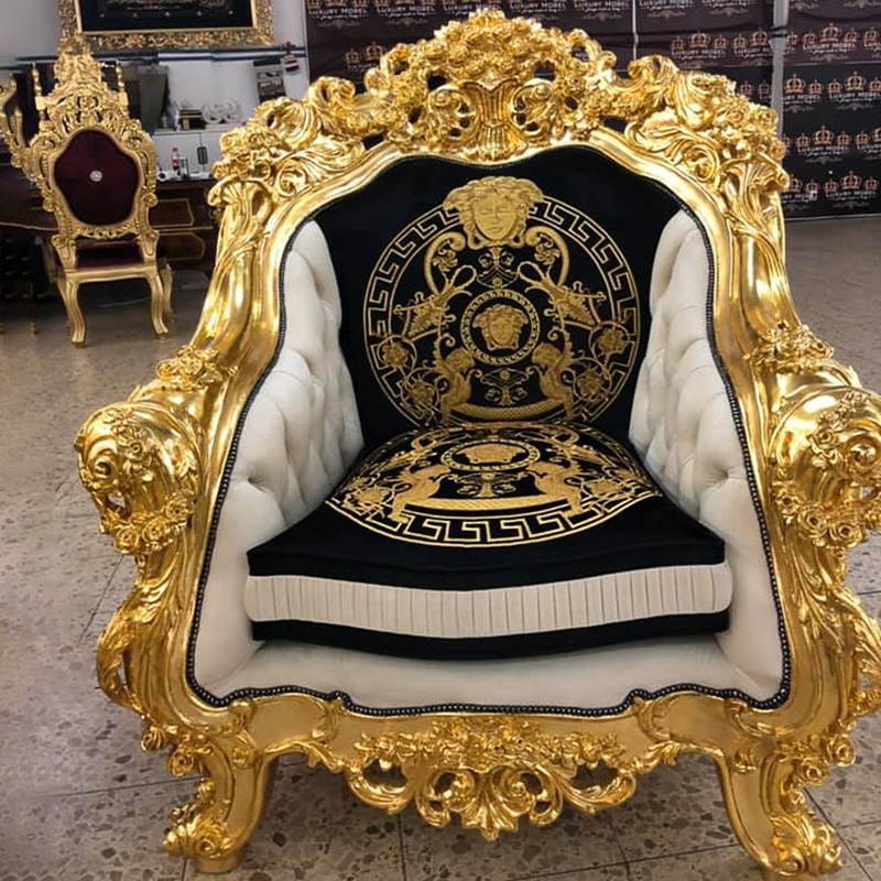 Royal designer leather sofas and couches living room furniture couch sitting room gold vintage sofa sets furniture luxury