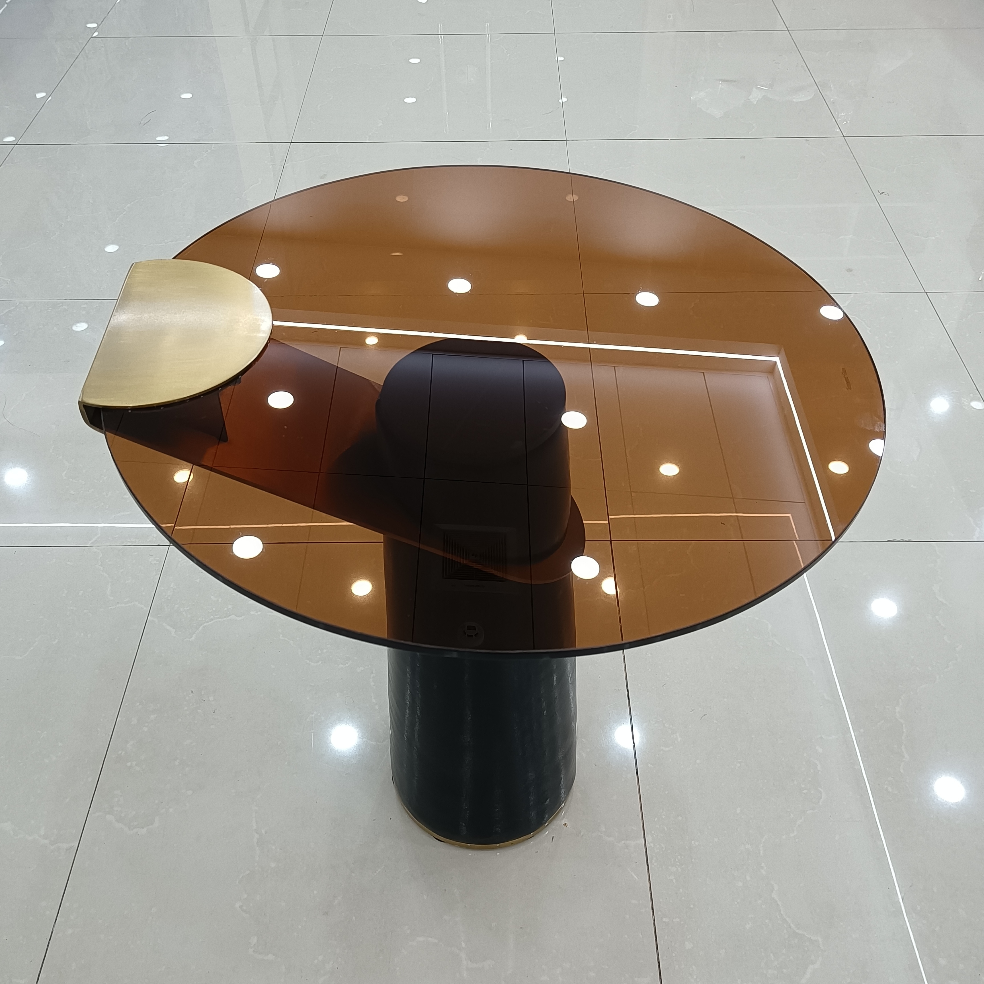 Springlegroup Brown golden hotel glass stainless steel frame luxury coffee table villa apartment nesting ethiopian coffee table