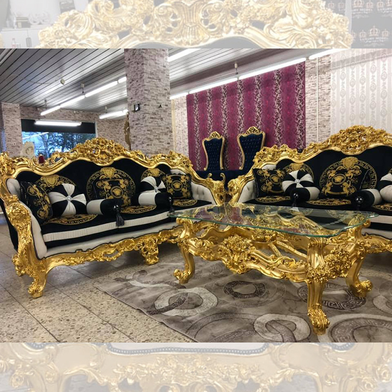 Royal designer leather sofas and couches living room furniture couch sitting room gold vintage sofa sets furniture luxury