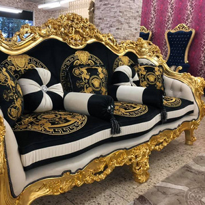 Royal designer leather sofas and couches living room furniture couch sitting room gold vintage sofa sets furniture luxury