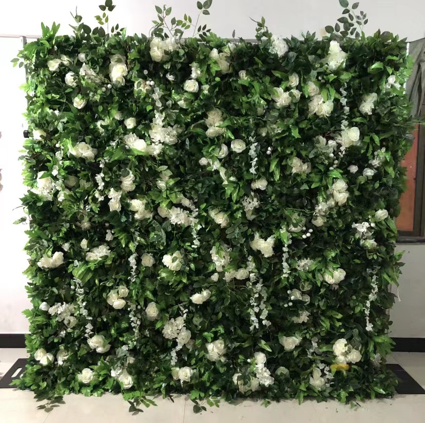 qq64  3D Artificial Flower Wall Green Leaves Wall  Decorative  Flower Wall For Wedding Home Decor