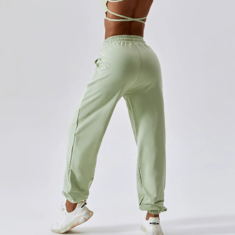 High Quality Casual Loose Elastic High Waist Sports Pant Solid Color Jog Pant