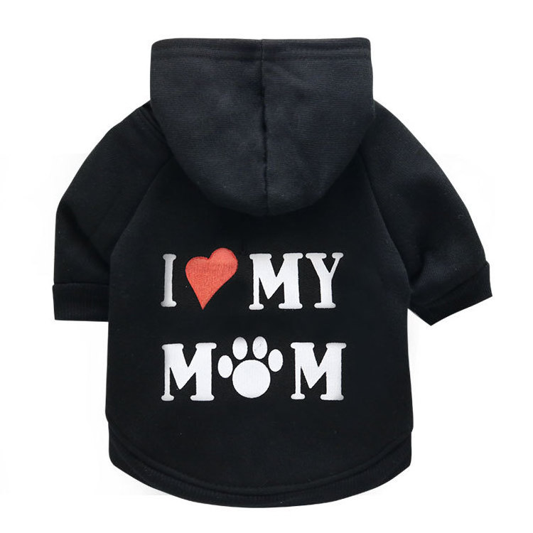 Hot Selling Pet Clothes Puppy Hoodie Sweater Dog Pullover Sweater I Love My Mom Dog Sweatshirt Warm Sweater