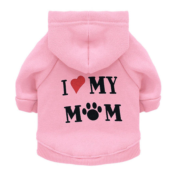 Hot Selling Pet Clothes Puppy Hoodie Sweater Dog Pullover Sweater I Love My Mom Dog Sweatshirt Warm Sweater