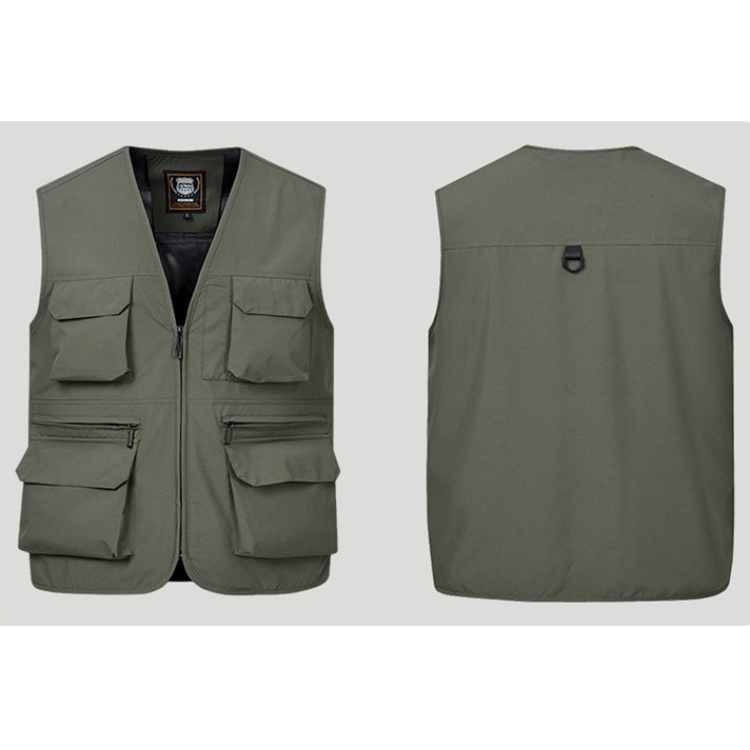 Wholesale Men's Utility Cargo Vest Outdoor Fishing Safari Travel Work Photo Vest with Pockets Summer Cooling Vest