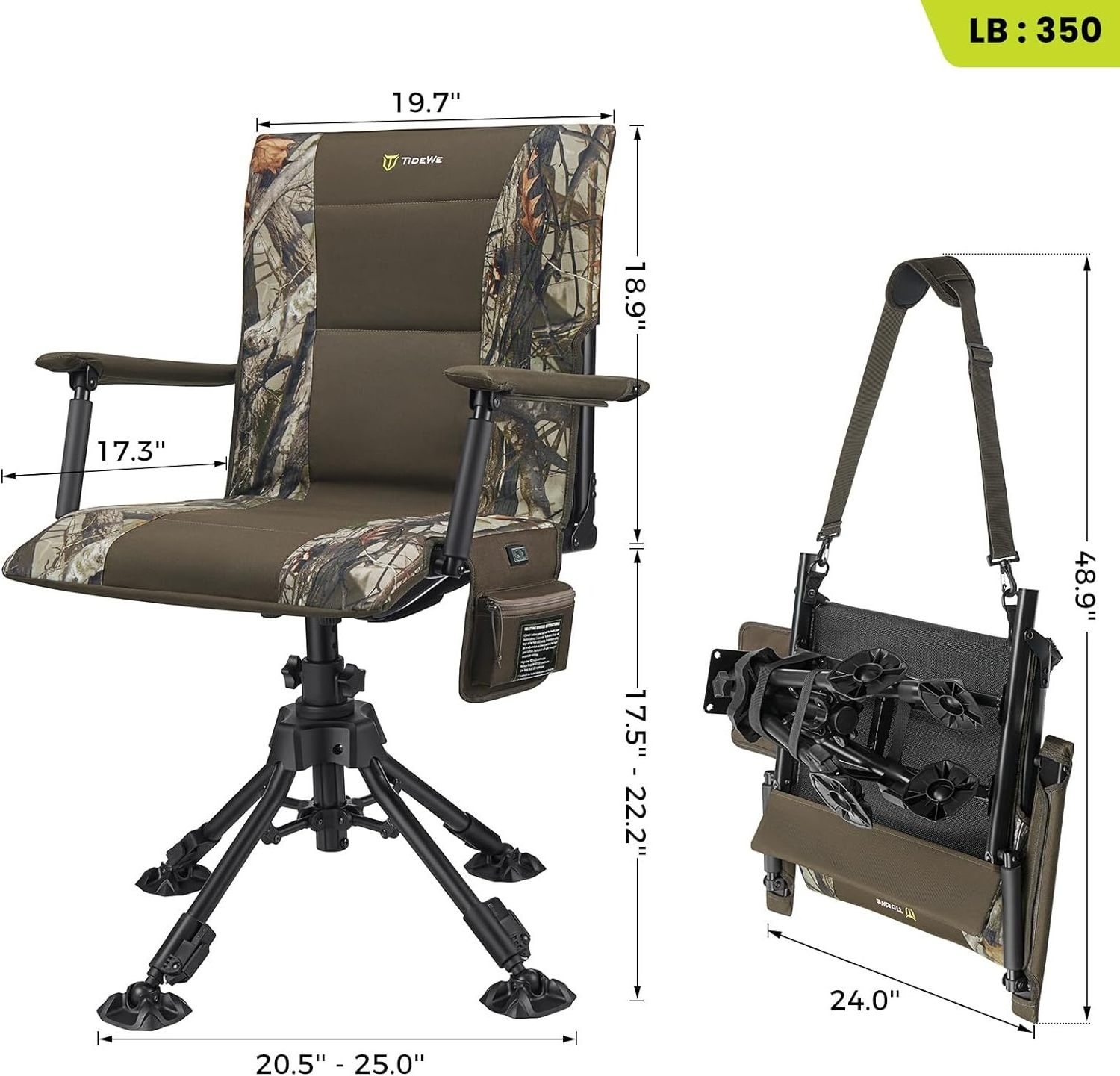 360 Degree Silent Swivel Blind Folding Chairs Heated Hunting Blind Chair