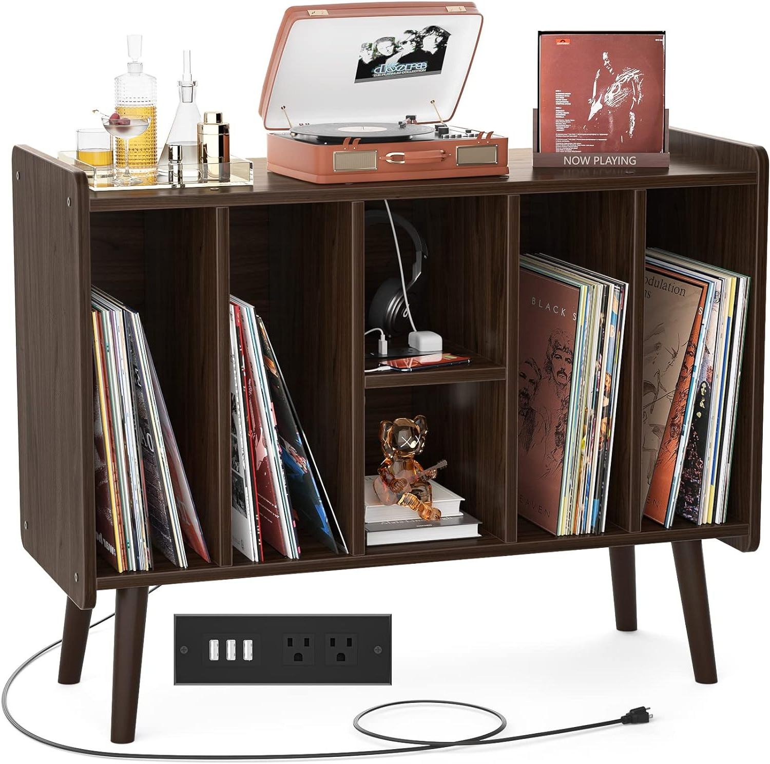 Vinyl Holder Display Shelf Record Storage Table Large Record Player Stand for Bedroom Living Room