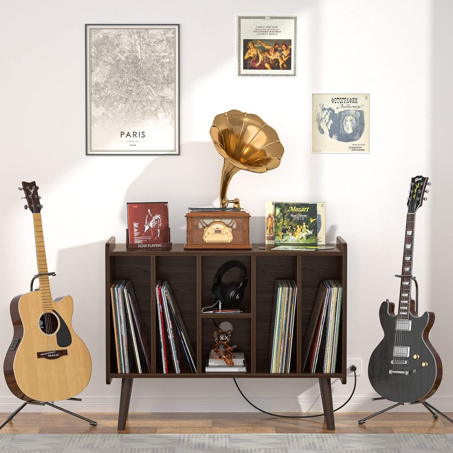 Vinyl Holder Display Shelf Record Storage Table Large Record Player Stand for Bedroom Living Room