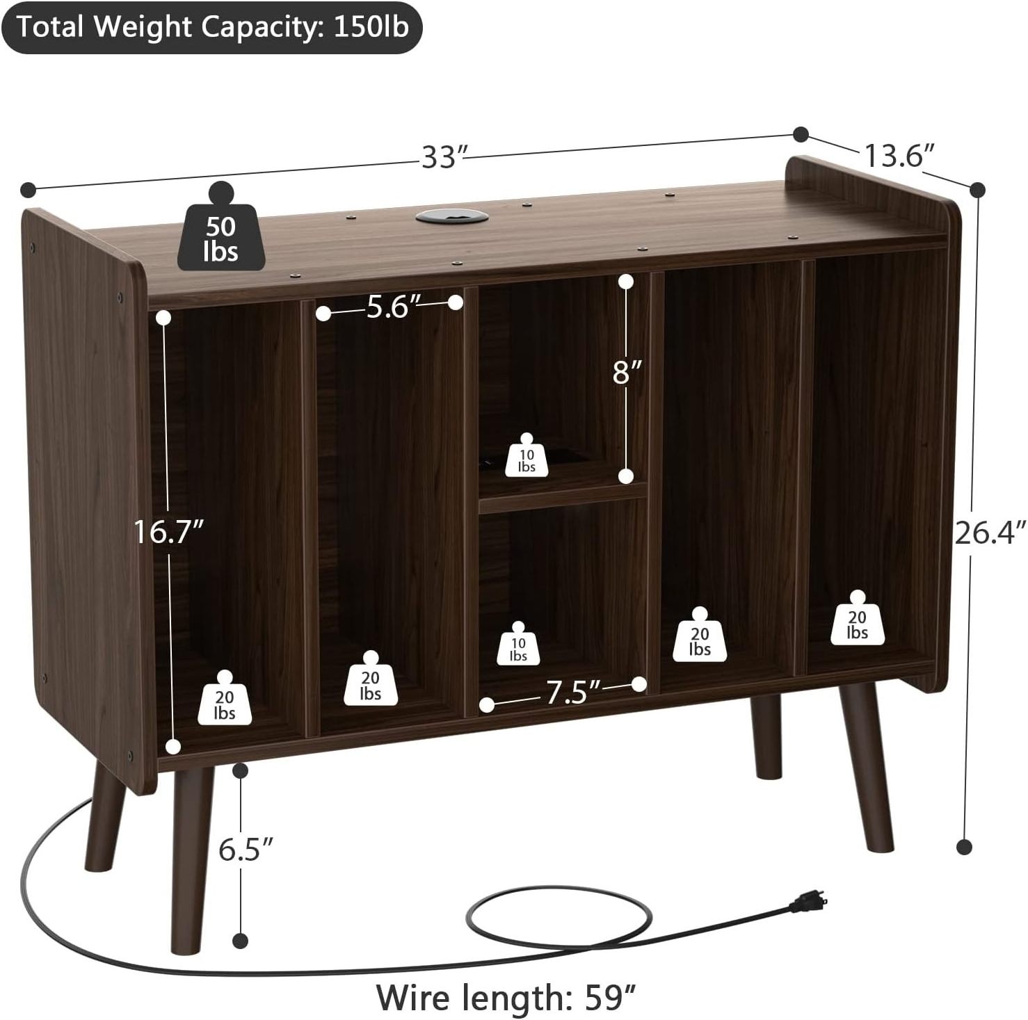 Vinyl Holder Display Shelf Record Storage Table Large Record Player Stand for Bedroom Living Room