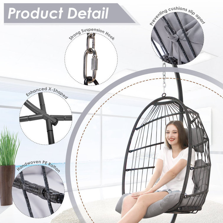 Outdoor Indoor Hammock Swing Egg Chair with Stand