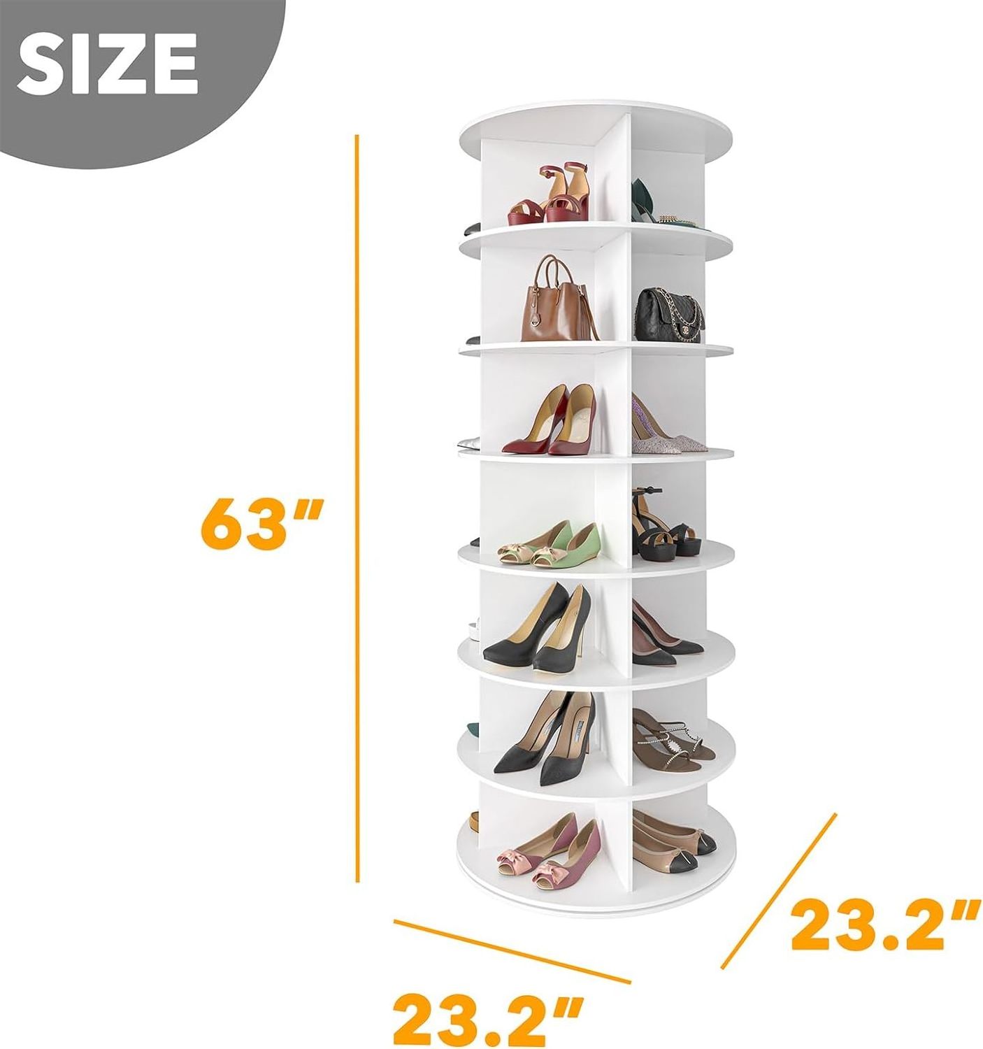 360 Rotate Shoes Closet Organization Spinning Shoe Display Lazy Susan White 7 Tier Rotating Shoe Rack Tower