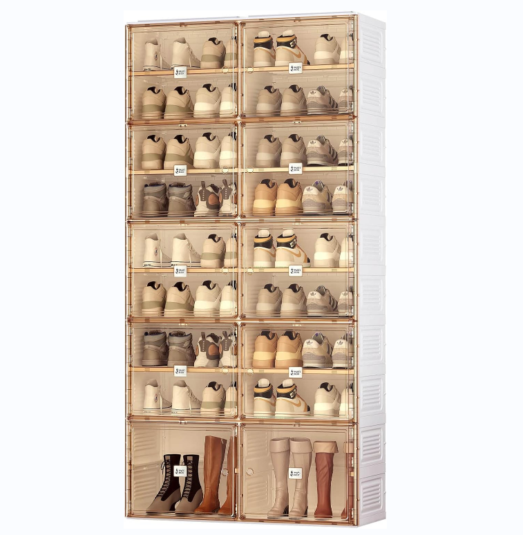 Portable Shoe Rack Organizer 36 Pairs 9 Tier Stackable Sneaker Storage Shoe Cabinet for Closet Entryway with Magnetic Clear Door