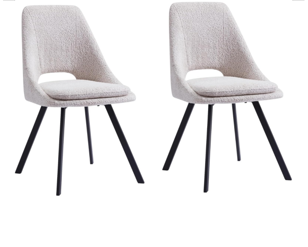 Modern Fabric Upholstered Dining Room Chairs Set of 2   with Metal Legs for Dining Room and Living Room